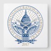 トランプ・ペンス大統領就任式ロゴ スクエア壁時計 (正面)