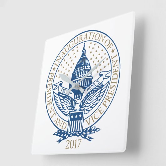 トランプ・ペンス大統領就任式ロゴ スクエア壁時計 (傾斜)