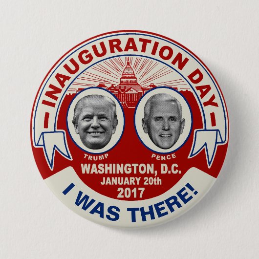 トランプ+ペンス 就任式記念品 缶バッジ (正面)