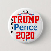 トランプ ペンス 2020 赤 白 青 缶バッジ (正面)