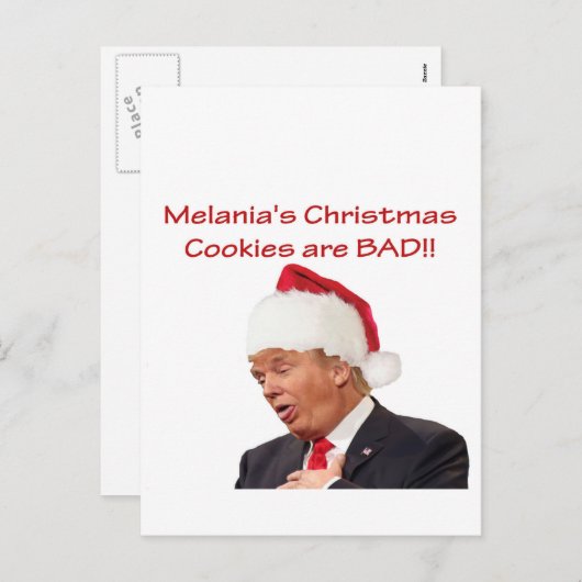 トランプ、メラニアのクリスマスクッキーは悪い! シーズンポストカード (正面/裏面)