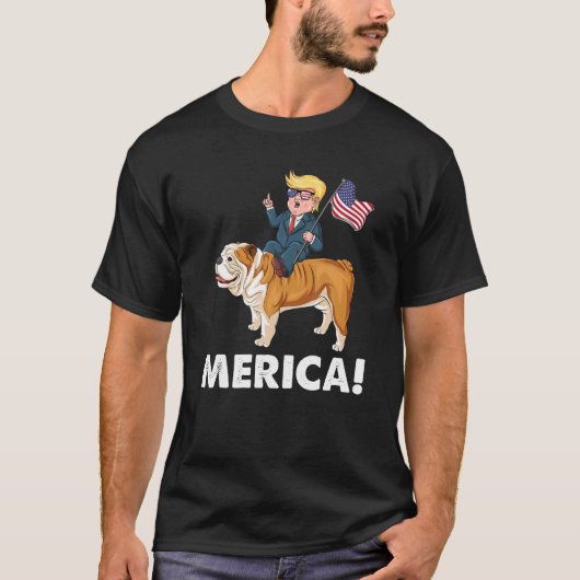トランプ・メリカ・イングリッシュ・ブルドッグ・ドッグ・アメリカン・ヒーロー4th tシャツ (正面)