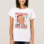 トランプ・メリークリスマスシャツ、ドナルド・トランプ女性 Tシャツ (正面)