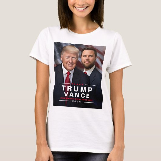トランプ・ヴァンス写真2024キャンペ大統領のーン Tシャツ (正面)