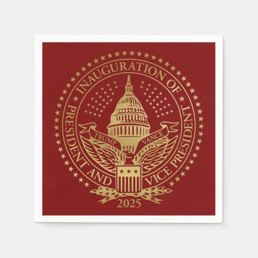 トランプ・ヴァンス大統領就任式ロゴ スタンダードカクテルナプキン (正面)