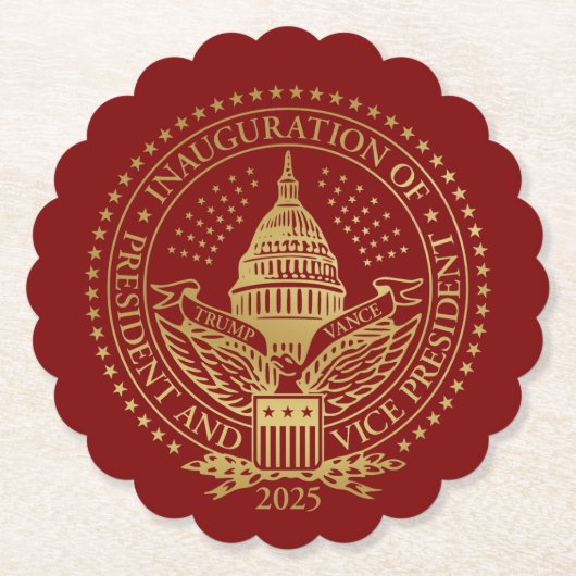 トランプ・ヴァンス大統領就任式ロゴ ペーパーコースター (正面)