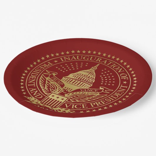 トランプ・ヴァンス大統領就任式ロゴ ペーパープレート (アングル)