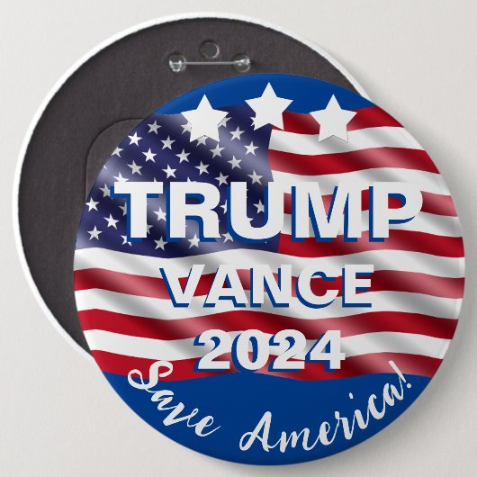トランプ・ヴァンス救2024アメリカ国旗 缶バッジ (正面&裏面)