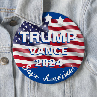 トランプ・ヴァンス救2024アメリカ国旗 缶バッジ