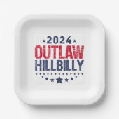 トランプ・ヴァンス2024アウトローのヒルビリー米国国旗 ペーパープレート (正面)