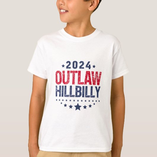 トランプ・ヴァンス2024アウトローのヒルビリー米国国旗 Tシャツ (正面)