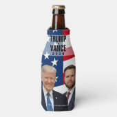 トランプ・ヴァンス2024写真なびくアメリカ国旗 ボトルクーラー (ボトル正面)