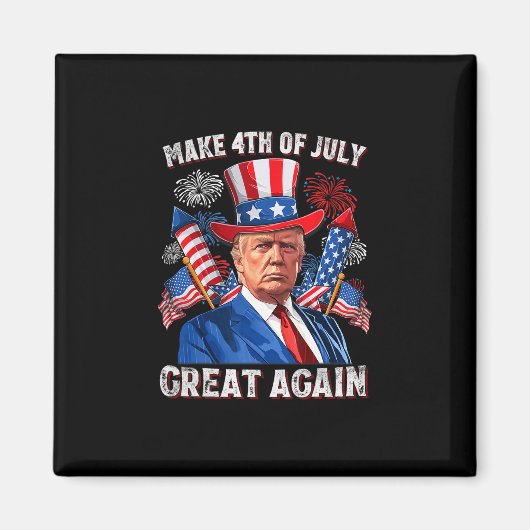 トランプ 再び偉大な独立記念日 MAGA 男女兼用 花火 Tシャツ メンズ マグネット (正面)