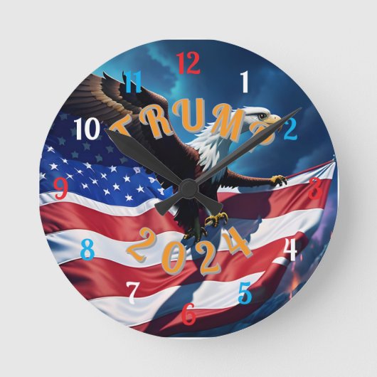 トランプ 大統領 2024 ラウンド壁時計 (正面)