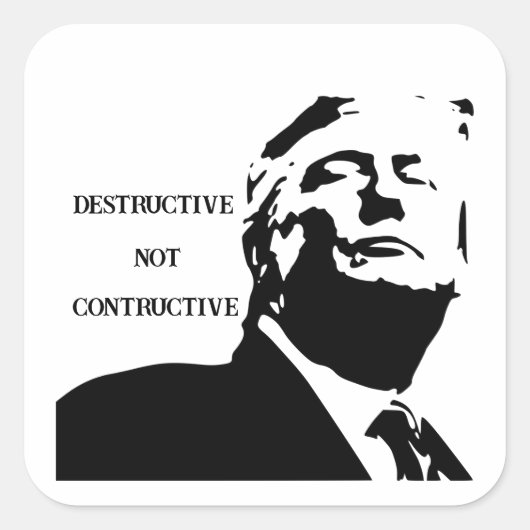 トランプ/建設的でない/破壊的ステッカー スクエアシール (正面)