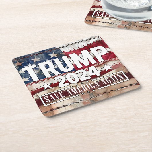 トランプ！救アメリカ。 スクエアペーパーコースター (アングル)