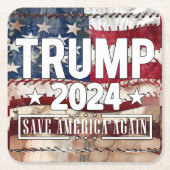 トランプ！救アメリカ。 スクエアペーパーコースター (正面)