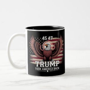 トランプ 第45代 第47代 大統領 フラッグ 2025 鯲 アメリカ  ツートーンマグカップ