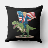 トランプ 騎乗 恐竜 ティラノサウルス アメリカ 国旗 クッション (正面)