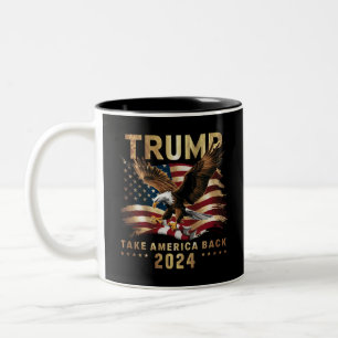 トランプ 2024 アメリカを取り戻せ アメリカ国旗 トランプ 2 ツートーンマグカップ
