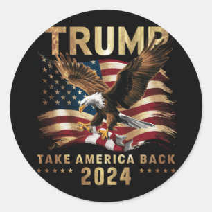 トランプ 2024 アメリカを取り戻せ アメリカ国旗 トランプ 2 ラウンドシール