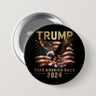 トランプ 2024 アメリカを取り戻せ アメリカ国旗 トランプ 2 缶バッジ