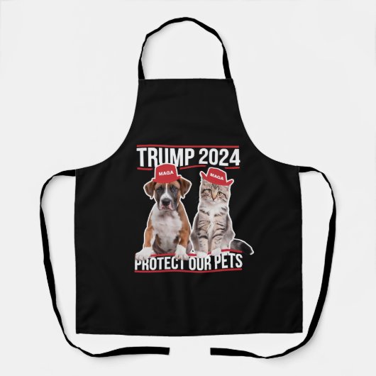 トランプ 2024 ペットを守ろう 猫 犬 MAGA エプロン (正面)
