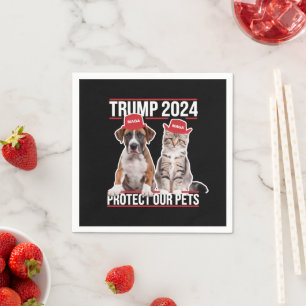 トランプ 2024 ペットを守ろう 猫 犬 MAGA スタンダードカクテルナプキン
