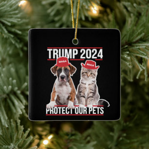 トランプ 2024 ペットを守ろう 猫 犬 MAGA セラミックオーナメント