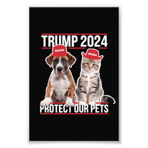 トランプ 2024 ペットを守ろう 猫 犬 MAGA フォトプリント           