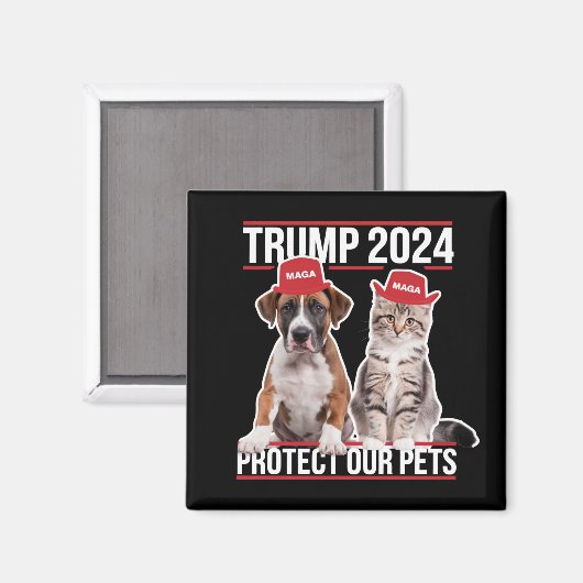 トランプ 2024 ペットを守ろう 猫 犬 MAGA マグネット (正面/裏面)
