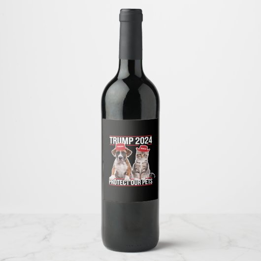 トランプ 2024 ペットを守ろう 猫 犬 MAGA ワインラベル (正面)