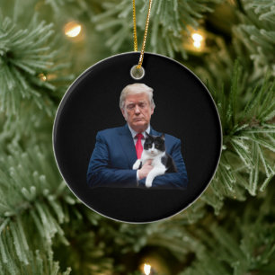 トランプ 2024 猫 MAGA 笑 トランプ ネコ セラミックオーナメント