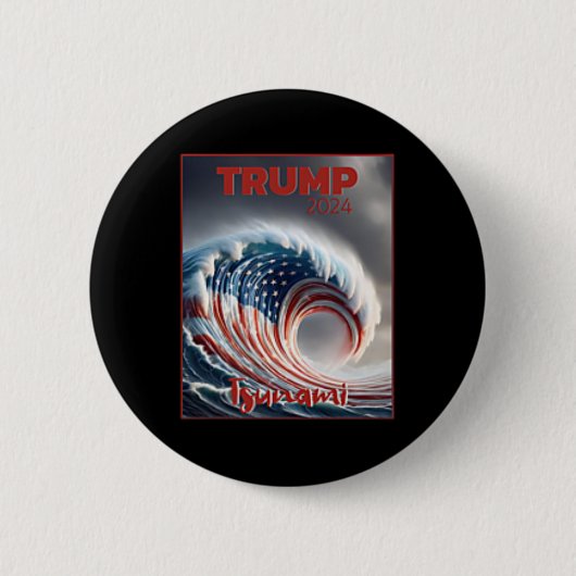トランプ 2024 赤い波 津波 USA 選挙 投票 再 缶バッジ (正面)