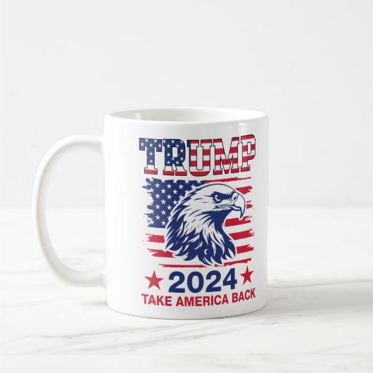 トランプ 2024 選挙、アメリカを取り戻せ コーヒーマグカップ (左)