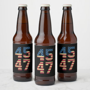トランプ 2024 45 47 ヴィンテージ アメリカ国旗 レトロ 4547 ビールラベル