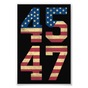 トランプ 2024 45 47 ヴィンテージ アメリカ国旗 レトロ 4547  フォトプリント           