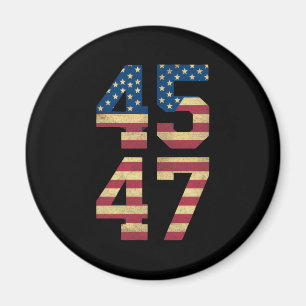 トランプ 2024 45 47 ヴィンテージ アメリカ国旗 レトロ 4547 マグネット