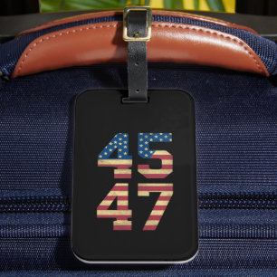 トランプ 2024 45 47 ヴィンテージ アメリカ国旗 レトロ 4547 ラゲッジタグ