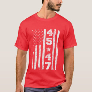 トランプ 2024 45 47 ヴィンテージ アメリカ国旗 レトロ 45 47 Tシャツ
