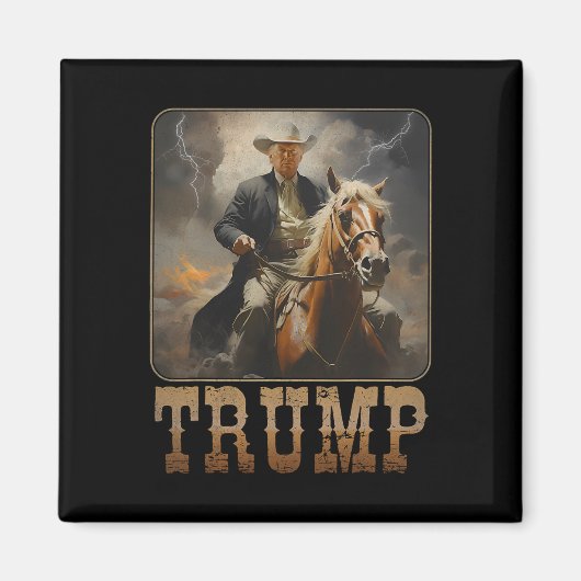 トランプ 2025 大統領 カウボーイ 馬 西部劇 U マグネット (正面)