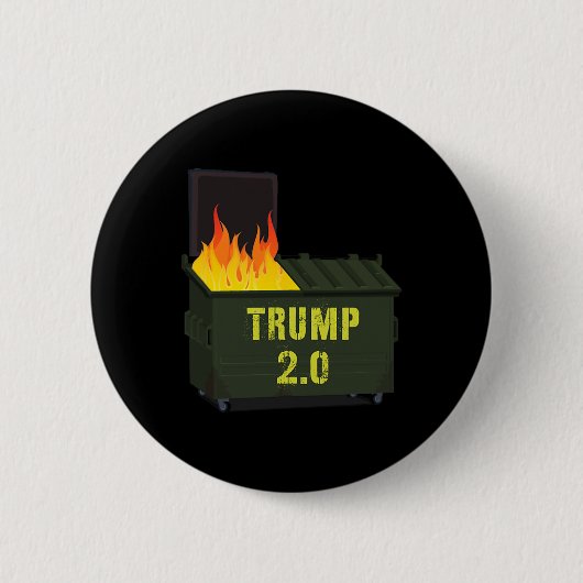 トランプ 2.0 ごみ箱の火事 2025 缶バッジ (正面)