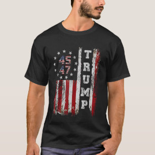 トランプ 45 47 アメリカを取り戻せ トランプ 2025 アメリカ国旗 Tシャツ