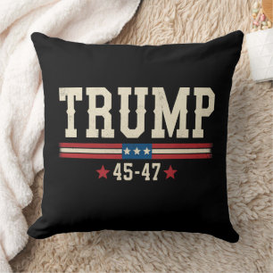 トランプ 45 47 アメリカ USA フラグ レトロ ヴィンテージ クッション