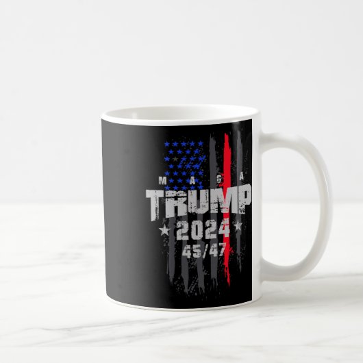 トランプ 45-47 メガ アメリカ国旗 2025 大統領選挙 コーヒーマグカップ (右)