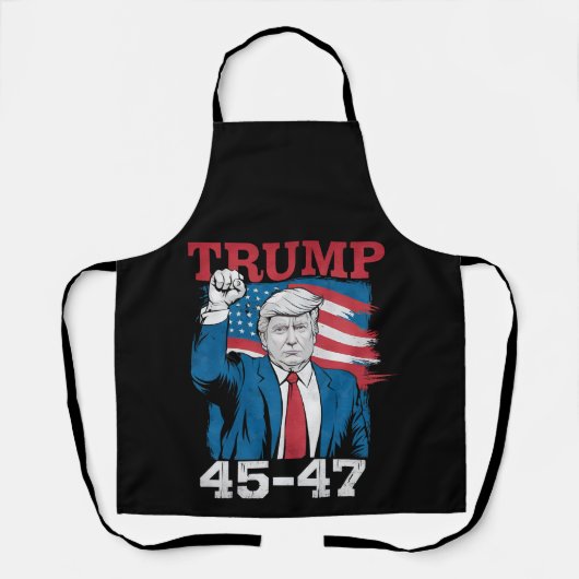 トランプ 45 47 ヴィンテージ レトロ アメリカ 国旗 エプロン (正面)