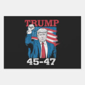 トランプ 45 47 ヴィンテージ レトロ アメリカ 国旗 ラッピングペーパーシート (正面)