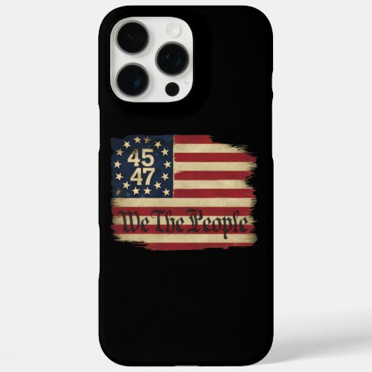 トランプ 45 47 人民 アメリカ国旗 ヴィンテージ風 ダイストressed フラッグ Case-Mate iPhoneケース (裏面)