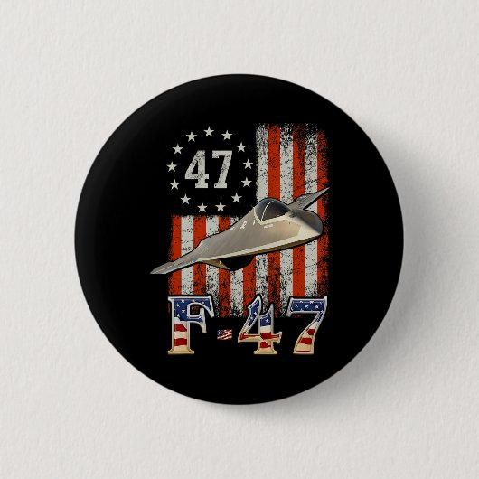 トランプ 47th Tシャツ F47 戦闘機 F-47 航空機 アメリカ 缶バッジ (正面)