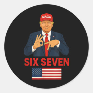 トランプ 67 ミーム シックス セブン おもしろい 選挙 コスチューム ラウンドシール